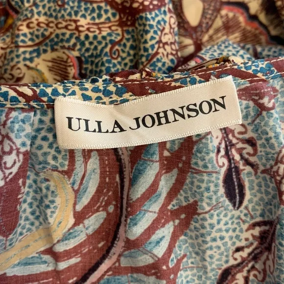 Ulla Johnson Caris Mini Dress Long Puff Sleeves Floral Cotton Women's 6
